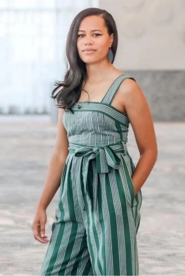 Anthropologie Pleated Green Stripe Linen Jumpsuit Payal Pratap Wide Leg 4 - Image 4