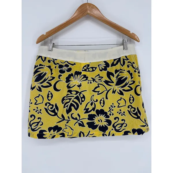 Speedo Swim Skirt Women XL Yellow Floral Board Skirt Hibiscus Print Vintage Y2K - Image 5