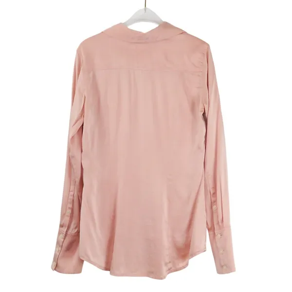 Express Design Studio Blush Pink Silk Button Down Blouse Satin Size Small - Image 2