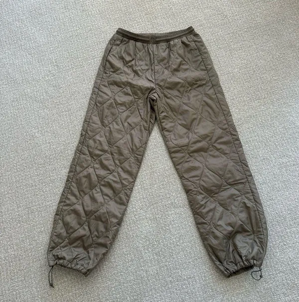 Quilted Jogger Pants Khaki Army Green Small ietsfrans - Image 3
