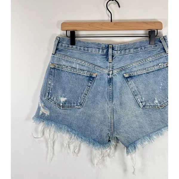 AGOLDE Womens Shorts Blue Denim Parker Vintage Cut Off Distressed Jean Size 28 - Image 8