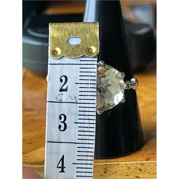 Natural Prasiolite Green Amethyst Sterling Silver Ring Size 9 - Image 5