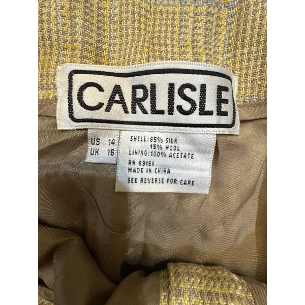 Vintage Carlisle Silk Wool Blend Textured Plaid Trouser Size 14‎ Lined - Image 11