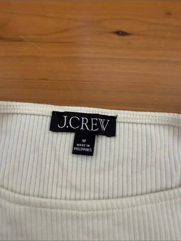 J. Crew Off-White Ribbed Tank with Ruffle Sleeves - Image 2