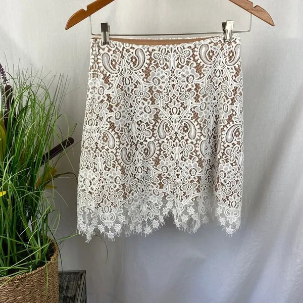 For Love & Lemons White & Lavender Lace Mini Skirt S - Image 3