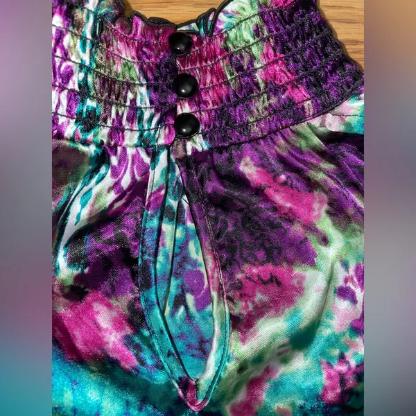IZ Byer Colorful Sleeveless Blouse Women’s Large Elastic Neck Waist EUC - Image 9