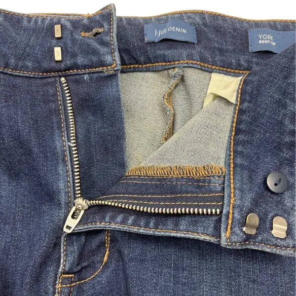 J. Jill York Denim Bootcut Jeans Size 12 Dark Wash Button Detail Stretch Pants - Image 7