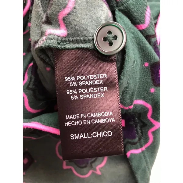Room Service Pajama Set Women Small Green Pink Geometric Long Sleeve‎ - Image 5