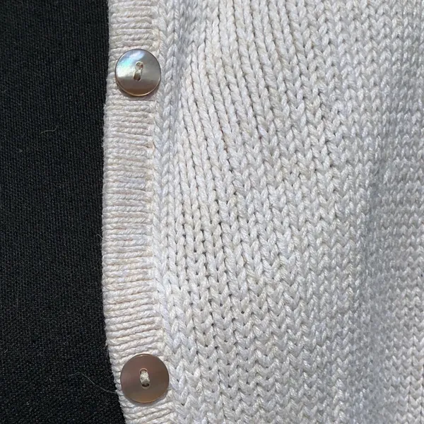 LL Bean Womens Cream White Cotton Shaker Stitch Cardigan Sweater Medium 245208 - Image 2