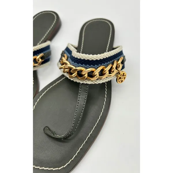 New!‎ Tory Burch Mini Benton Chain Thong Sandals in Poblano, Size 6 $278 - Image 5