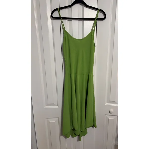 See You Monday Midi Dress Cowl Neck Lime‎ Green Textured Spaghetti Strap XL - Image 4