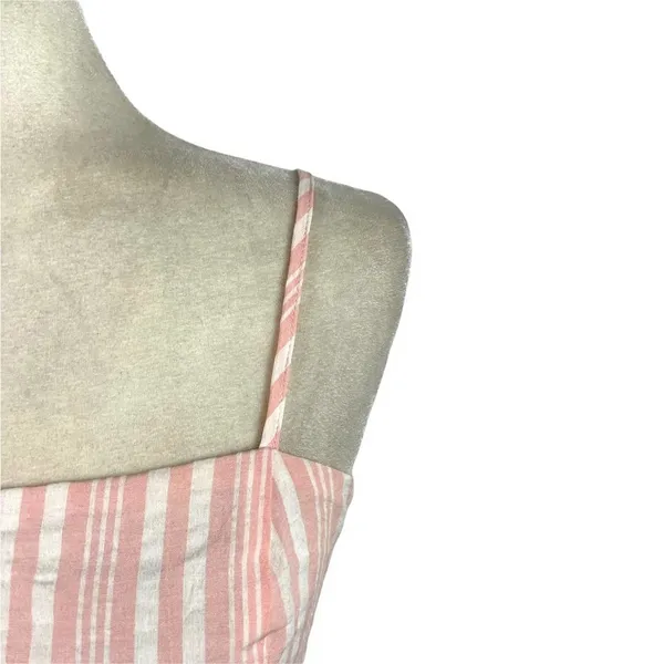 Aqua Pink Striped Maxi Sleeveless Spaghetti Straps Long Dress 100% Cotton Small - Image 5