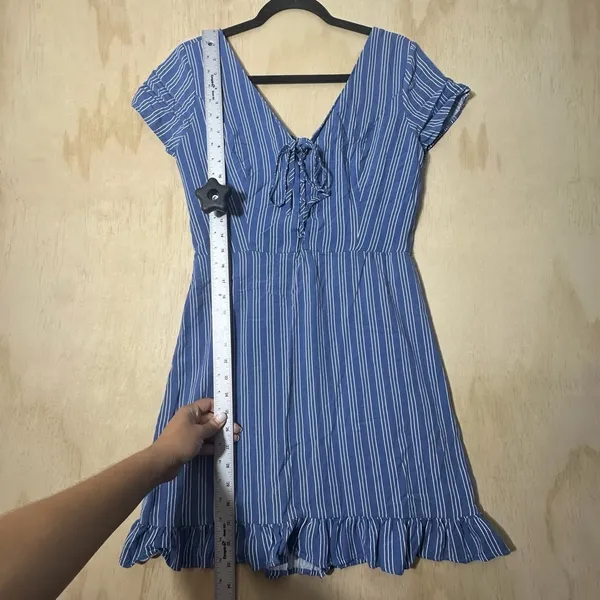 Hollister California Blue White Stripe Stretch Dress Size‎ Large - Image 3