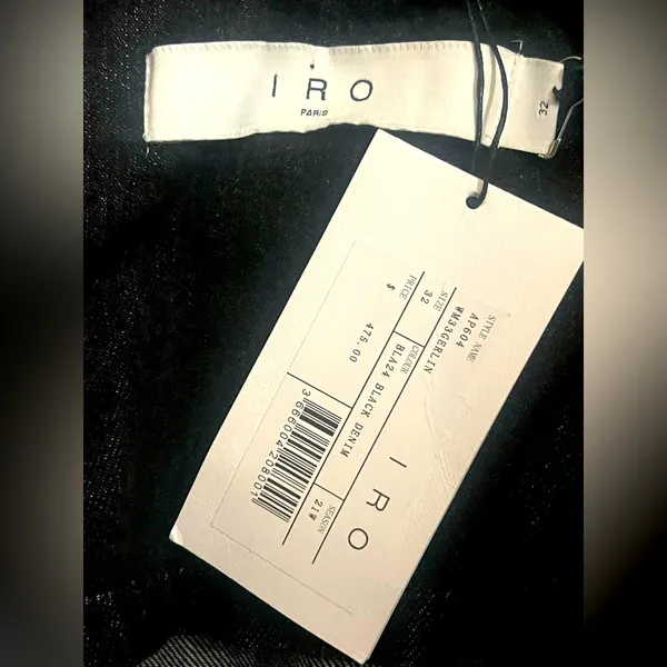 NWT IRO Gerlin Denim Dress Black 32(0) Revolve long puff sleeve belted mini - Image 5