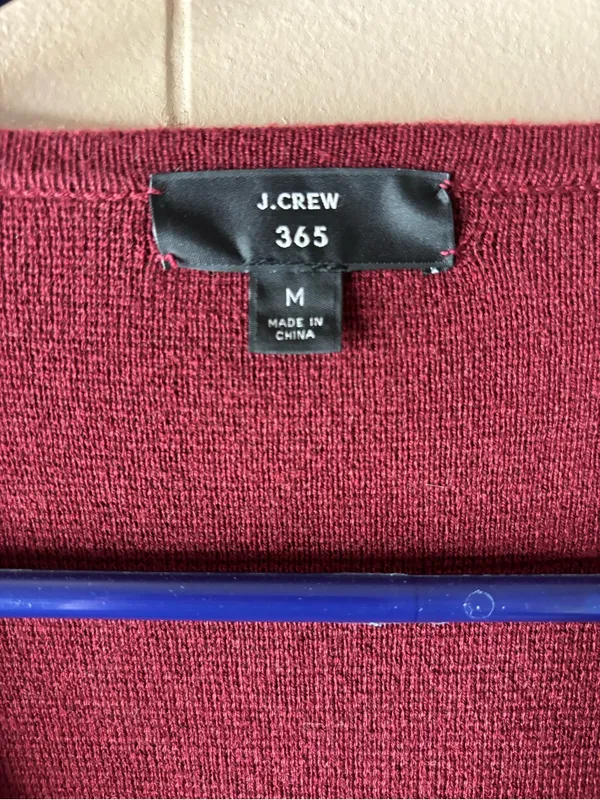 J. Crew Cardigan Sweater Long Open Front Women Medium Red Oversized - Image 2