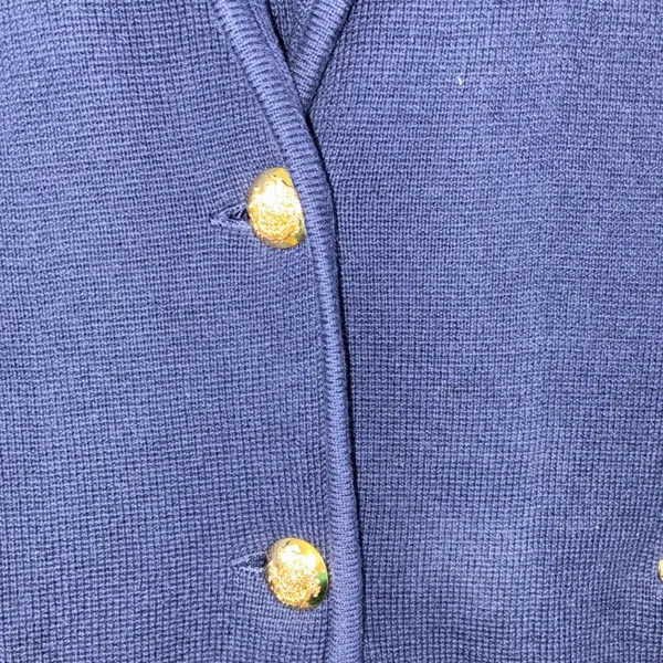 Lauren Ralph Lauren Knit Blazer XL Navy Gold Button Preppy Old Money Equestrian - Image 10