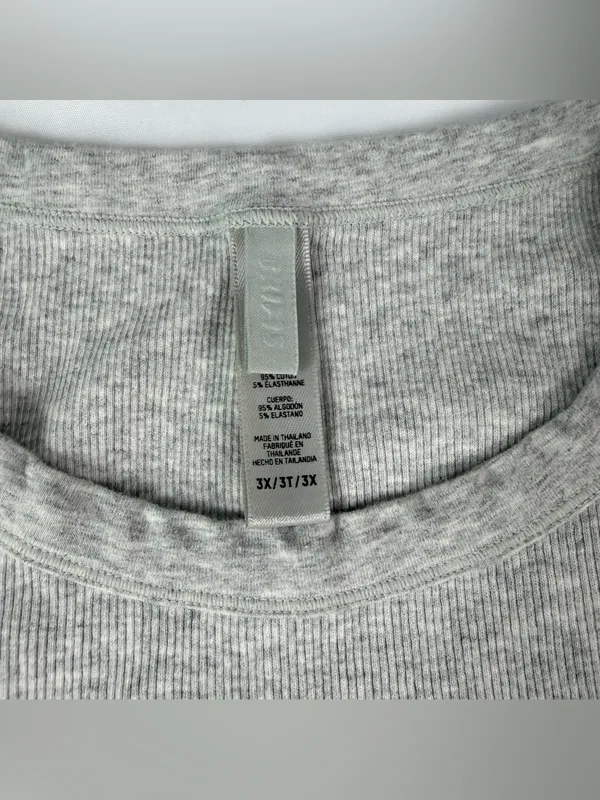 SKIMS Cotton Ribbed Heather Gray Tank Dress Women's Plus Size 3XL - Image 4