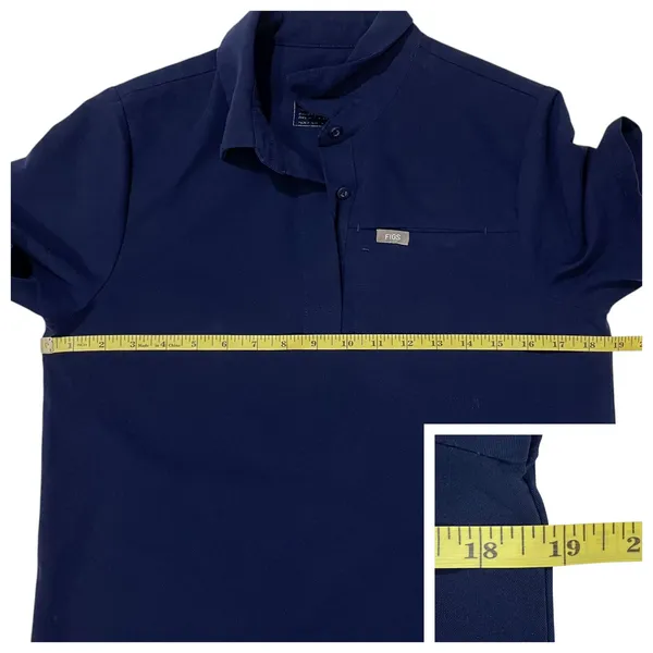 FIGS Nala Short Sleeve Scrub Polo Top - Blue - XS - Image 3