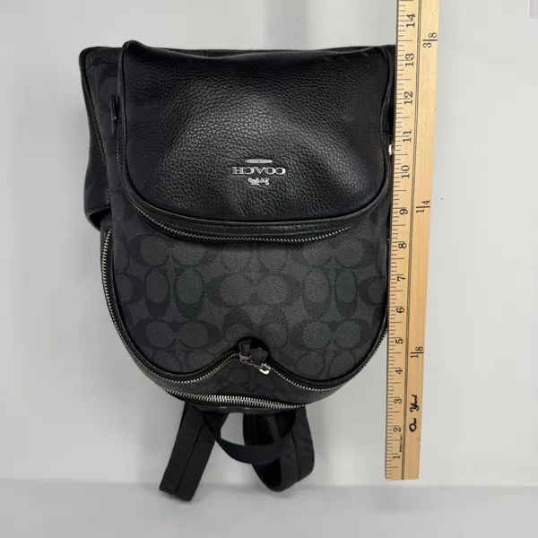 Coach Court Signature Canvas Pebble Leather Backpack Black Women One Size - Image 5