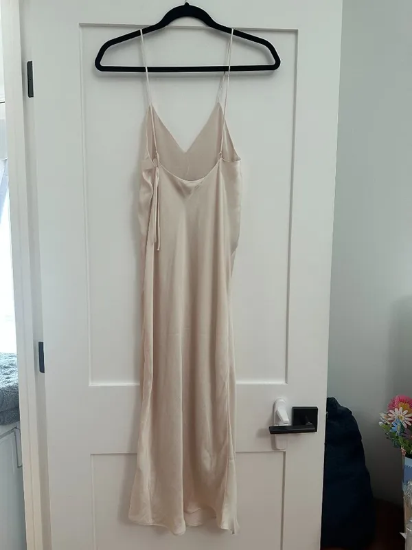 NWT Banana Republic Ivory White Satin Slip Maxi Dress Size 0 - Image 6