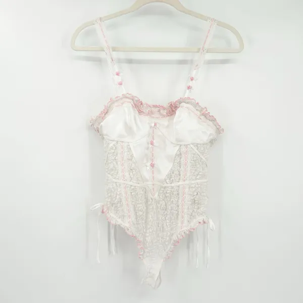Free People‎ FP Intimately Womens Coquette Sweet Cheeks Lace Thong Bodysuit M - Image 3