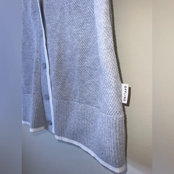 Aerie Offline Gray Knit Sweater Vest‎ Button Front Small | NWT - Image 6