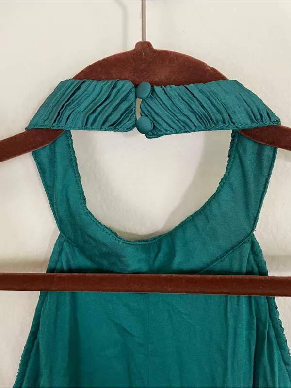 Anthropologie Teal Halter Plissé Playsuit Romper‎ Size 6 - Image 5