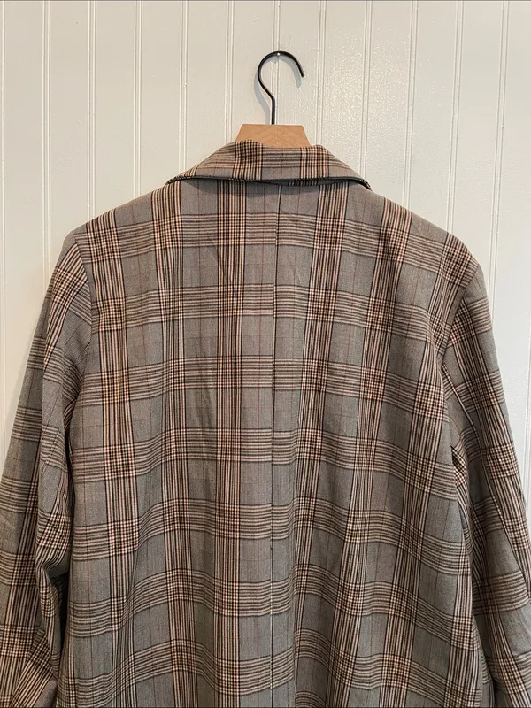 POL Oversized Single Breasted Button Plaid Boyfriend Blazer Relaxed Size M - Image 7