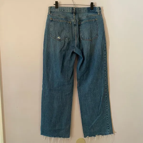 Abercrombie & Fitch The Loose High Rise Jeans Medium Wash Baggy Frayed 30 / 10 - Image 5