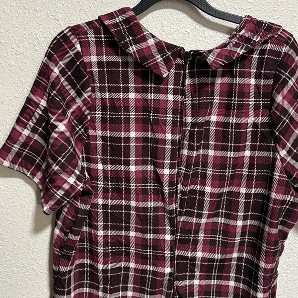 PIPHANY NWT Womens Plaid Peter Pan Collar Short Sleeve Zipper Dress medium‎ - Image 6