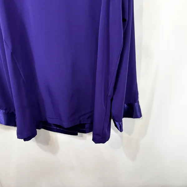 VTG Victoria's‎ Secret Large Pajama Top Purple Satin Trim Double Breasted 1696 - Image 6