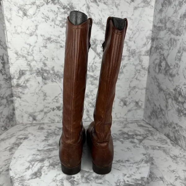 FRYE Womens Vintage Melissa Button Tall Riding Boots Size 7 Brown Cognac Leather - Image 5