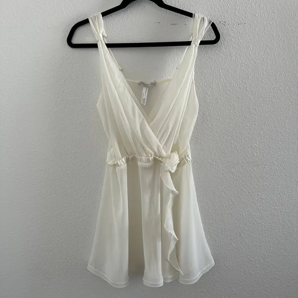 Flora Nikrooz Wedding Sleeveless V-Neck Mini Slip Dress White Medium - Image 2