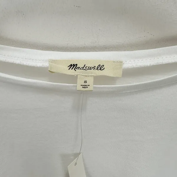 Madewell Puff Sleeve Drop Shoulder Knit Top Cotton Viscose White Small NWT - Image 9