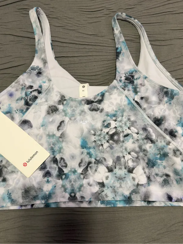 Lululemon Align Top Floral Watercolor Sports Bra in Teal & Gray - Image 2