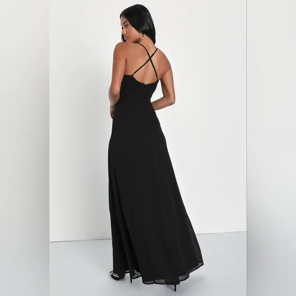 Lulus NWT Adoring Elegance Black Sleeveless V-Neck Maxi Dress Size Small - Image 3