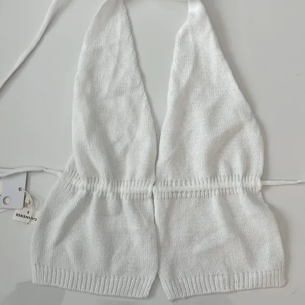 COMMENSE White Knit Halter Top Midi Maxi Skirt Matching Set Coord Small - Image 9