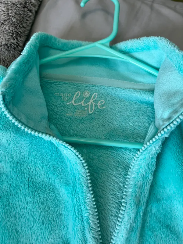Fuzzy Teal Jacket Size M - Image 2