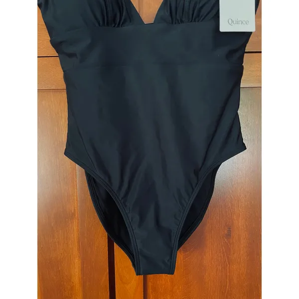 Quince Italian Plunge One-Piece Swimsuit Black Size Small NEW - Image 4