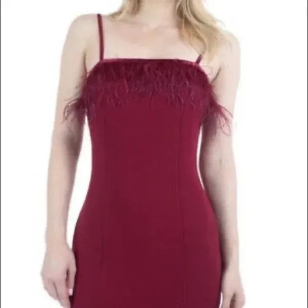Iris Garnet Feather Trim Cami Dress Women Size M - Image 2