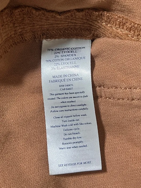 Faherty Corduroy Patch Pocket Wide Leg Pants 26 Cognac - Image 4