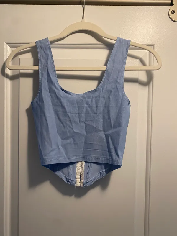 JNK Light Blue Bustier Crop Top With Clasps - Image 2