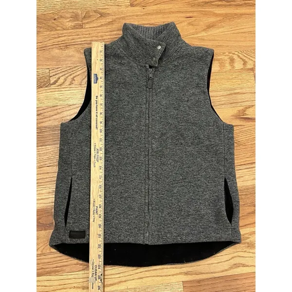 Lauren Ralph‎ Lauren Women Vest Size Medium Patch Gray Grey Zip Front Collar - Image 6