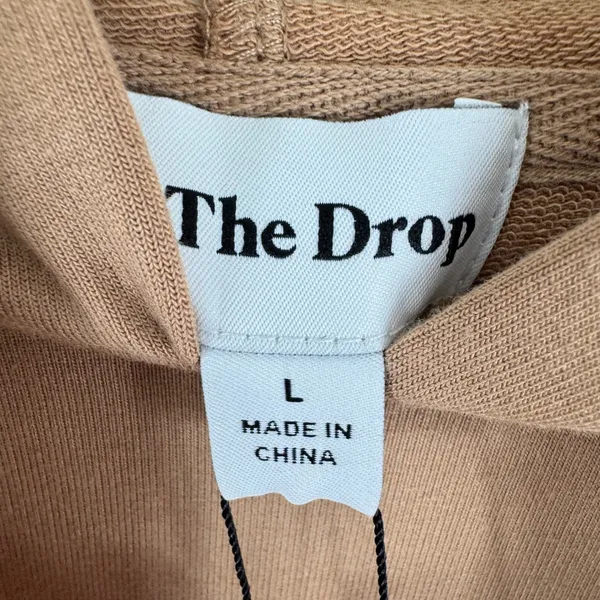 The Drop Women Light Brown Cotton Modal Relaxed Fit Pullover Hoodie Size L - Image 4