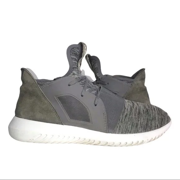 Adidas Originals Tubular Defiant Gray Marl Knit Suede Womens Sneakers Size 9 - Image 2