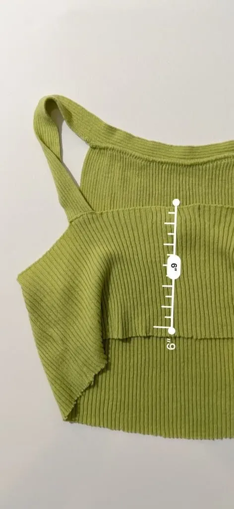 ASOS Avocado Moss Lime Ribbed Knit Crop Top Tee Greencore Soft Y2K Acubi - Image 6