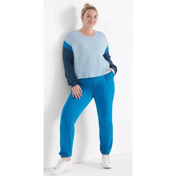 Lane Bryant Livi Colorblock Sweatshirt Sz 26 28 Cozy Soft Long Sleeve Blue - Image 2