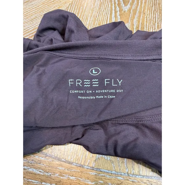 Free Fly Womens Bamboo Long Sleeve Top Brown Thumbhole Shirt Large - Image 4