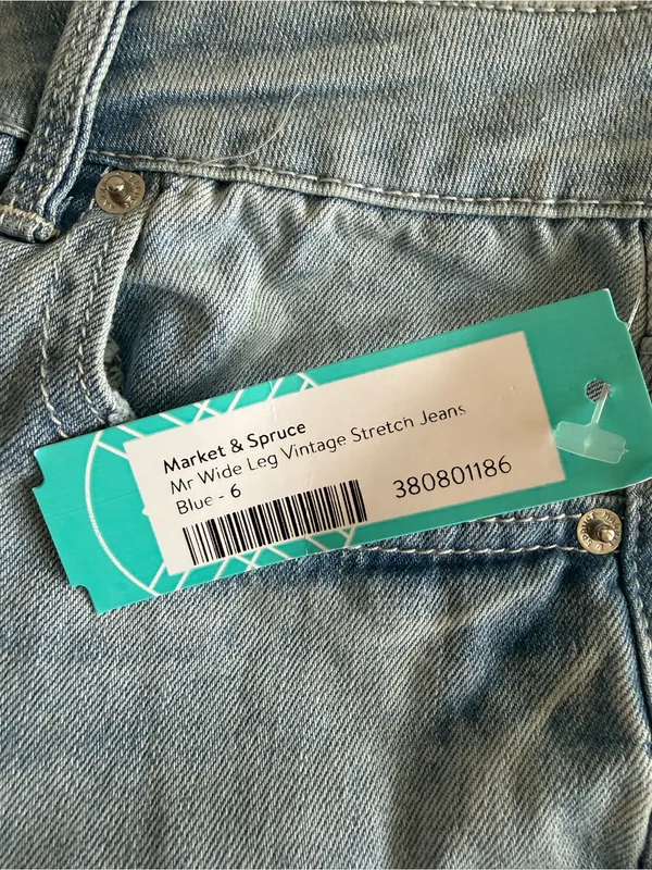 Market & Spruce Mr. Wide Leg Vintage Stretch Jeans Light Blue Size 6 NWT - Image 7