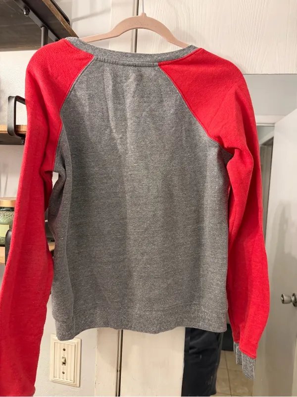 HOMAGE Gray Pullover Sweatshirt with Red Raglan Sleeves - Image 4
